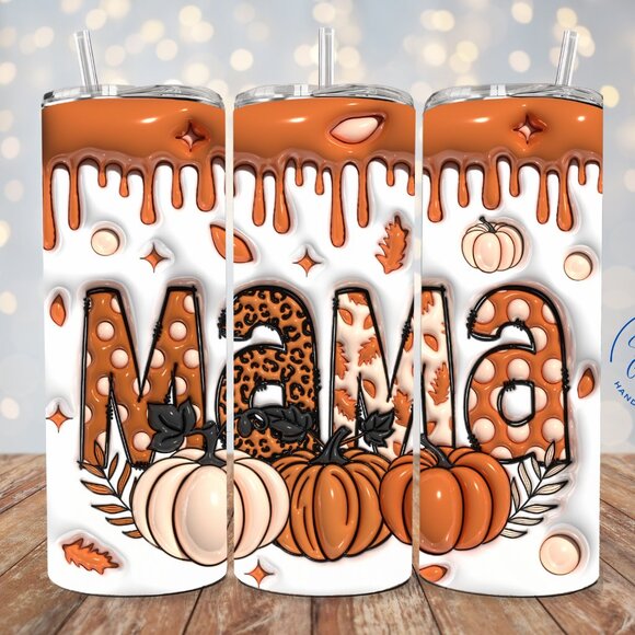 3D Fall Mama Tumbler, Pumpkin Mama Tumbler, Pumpkin Lover 20oz Tumbler - Picture 1 of 7
